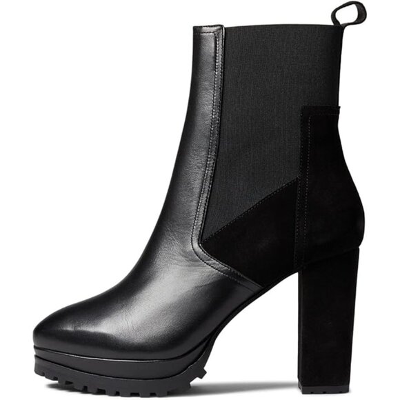 AllSaints Black Sahara Leather / Suede Boot sz 7 /EU 37 NWOT Chelsea bootie moto - Picture 2 of 9
